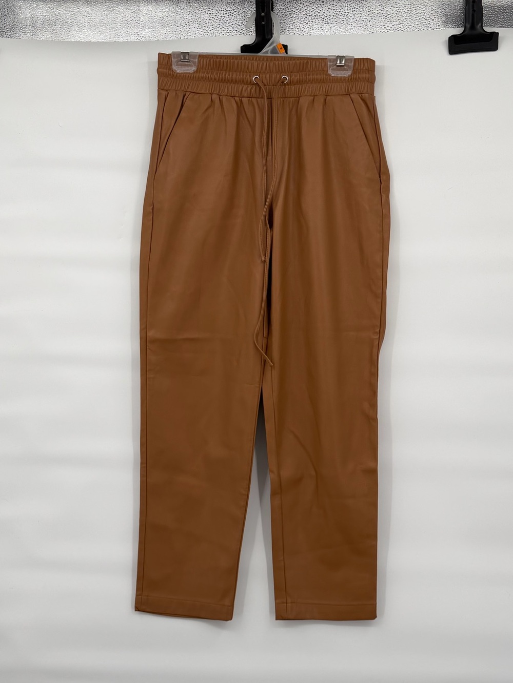 Loft camel brown vegan leather pull on straight leg pants